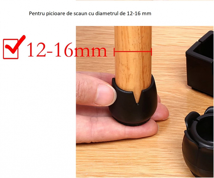Set 16 protectii pentru picioare scaun din cauciuc, intre 12-16mm [5]