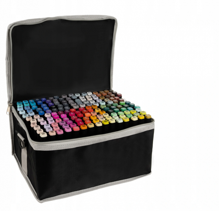Set 168 markere colorate 2 varfuri grosimi diferite, geanta depozitare, multicolor [1]