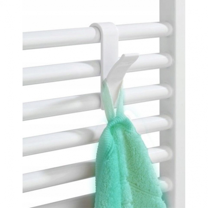 Set 2 carlige pentru calorifer, plastic alb, 2.5 x 6 x 10 cm [3]