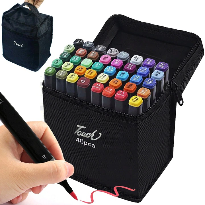 Set 40 markere colorate duble,scriere si evidentiere, geanta depozitare [3]