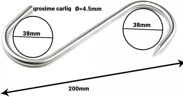 Set Carlige inox 3 bucati, Anete ®, marime 200mm,pentru suspendat carnea [6]