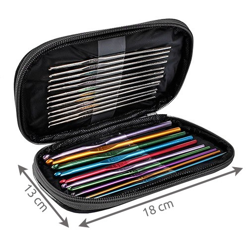 Set de crosetat Ruhhy, cu 50 piese, cu husa gri de depozitare [9]