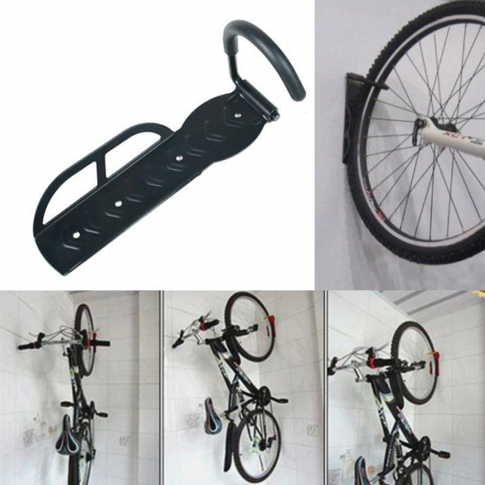 Suport bicicleta de perete depozitare prindere carlig din otel maxim 25 kg accesorii incluse 1buc [3]