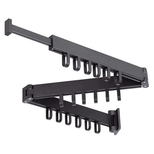 Suport de haine retractabil Ruhhy, 127 cm, aluminiu, montat pe perete, uscator de rufe cu suport pentru umerase, pentru balcon, baie, dormitor, negru [2]