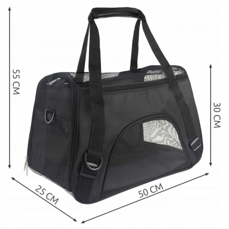 Geanta de transport animale  50x25x30 cm, Negru [3]