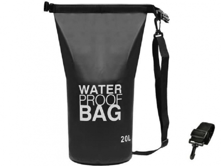 Genti sport, fitness - Geanta impermeabila de mare Dry-Bag 20 litri 55 x 37cm neagra