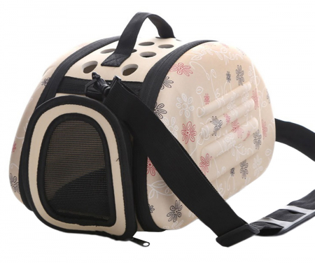 Geanta Transport Animale de Companie talie mica cu inchidere dubla 35x20x22 cm bej [4]