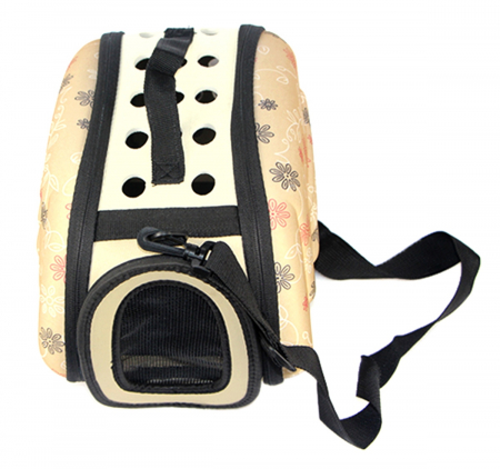 Geanta Transport Animale de Companie talie mica cu inchidere dubla 35x20x22 cm bej [3]