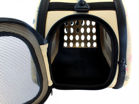 Geanta Transport Animale de Companie talie mica cu inchidere dubla 35x20x22 cm bej [5]