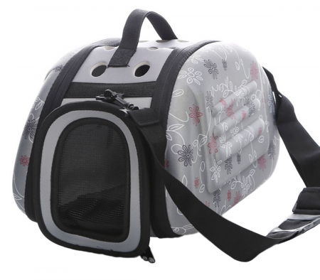 Geanta Transport Animale de Companie talie mica cu inchidere dubla 35x20x22 cm Gri [4]