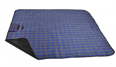 Patura Picnic Impermeabila, Pliabila Cu Maner, Albastra model  tartan [3]