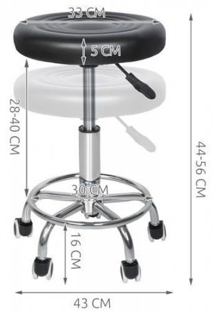 Scaun hidraulic cu roti negru rotund din piele ecologica [1]