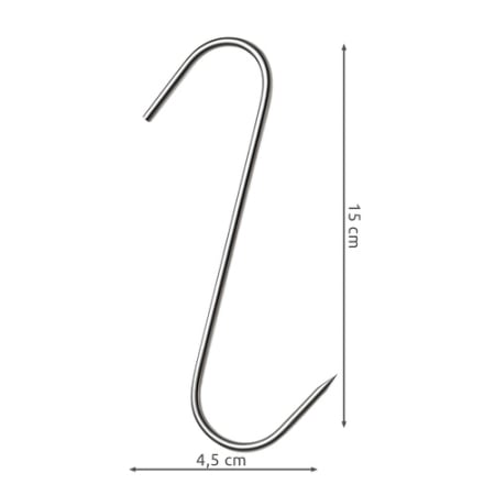 Set 15 carlige din inox pentru macelarie sau afumatoare carne, tip S, 15 cm [8]
