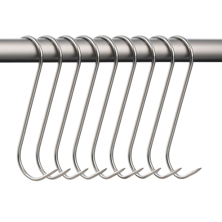 Set 15 carlige din inox pentru macelarie sau afumatoare carne, tip S, 15 cm [6]