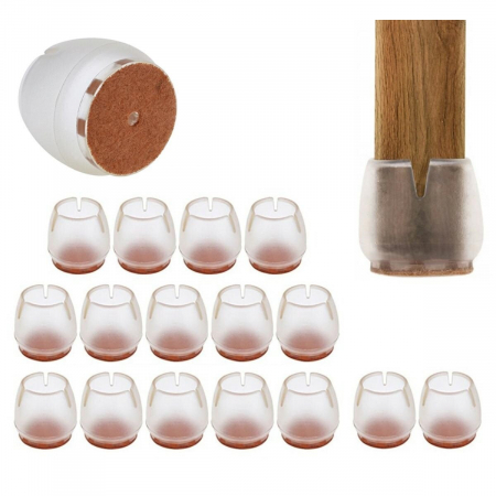 Set 16 protectii pentru picioare scaun din silicon, transparent, intre  25-29mm [1]