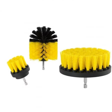 Produse de curatare si lustruire - Set 3 perii de curatare autofiletanta, Verk Group, Galben/Negru