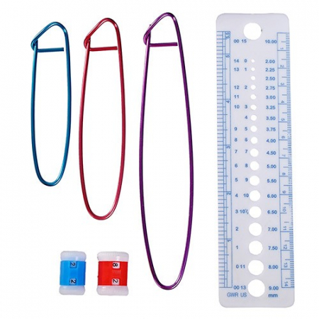 Set de crosetat Ruhhy, cu 50 piese, cu husa gri de depozitare [5]
