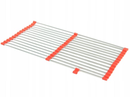 Casa Gradina & Bricolaj - Suport multifunctional pliabil, scurgator vase usor de curatat si depozitat, finisaj inox si silicon de culoare rosu, 53.5cm x 28.5cm