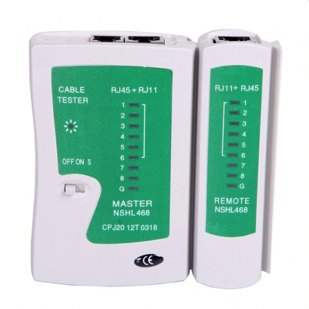 Import EmagMarketplace - Tester pentru cabluri UTP/FTP/STP/RJ45/RJ11, MT Malatec, scanare automata, LED, 4 tipuri de teste