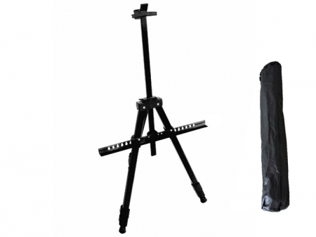 Sevalet de pictura din aluminiu, Reglabil 50 x 160 cm, Picioare auto-nivelante, Husa depozitare inclusa, Negru [1]