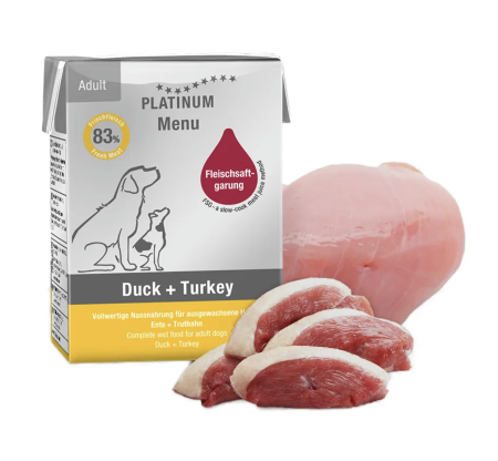 Caini - Platinum Menu Duck & Turkey - hrană umedă premium pentru câini adulți