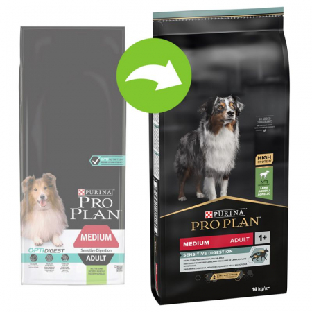 Pro Plan - PRO PLAN Dog, Medium Sensitive Digestion Lamb, 14 kg