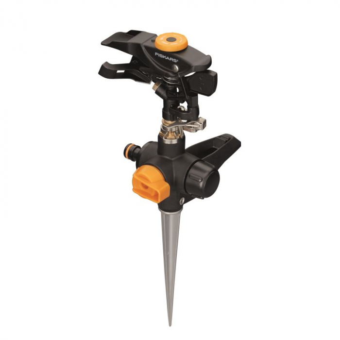 Aspersor pulsator cu picior Fiskars, buton on/off, cap metalic [2]