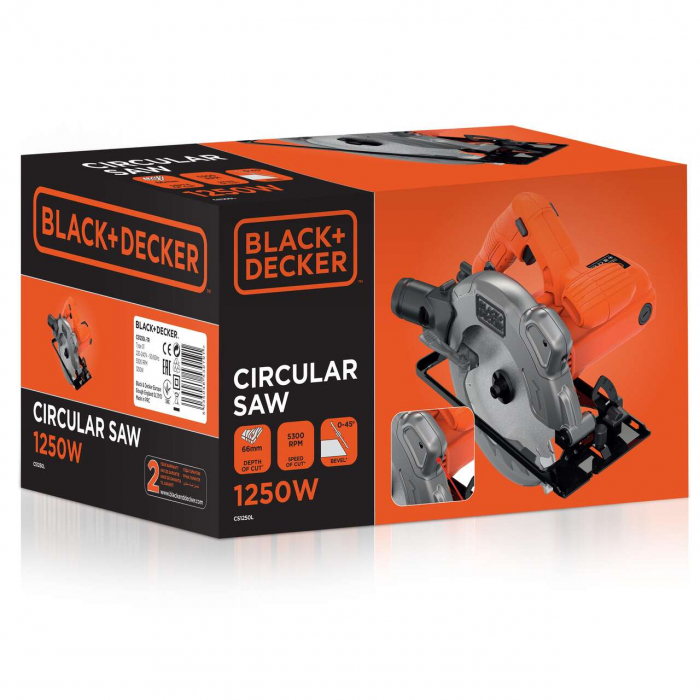 Fierastrau circular Black&Decker CS1250L-QS. 1250 W, 190 x 16, 65 mm, 4.5 kg [3]