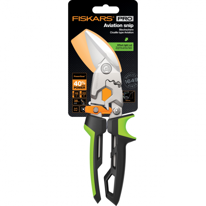Foarfeca pentru tabla Fiskars PowerGear, cotita pe dreapta [7]