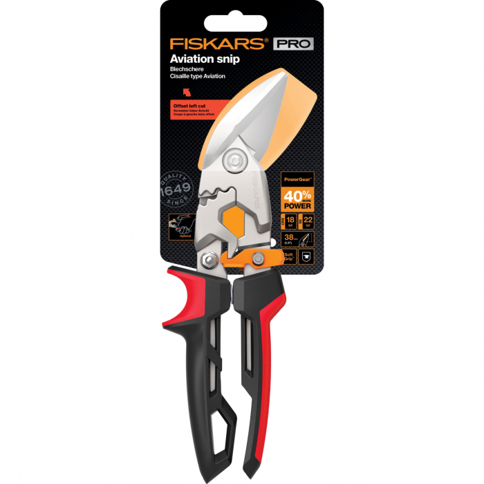 Foarfeca pentru tabla Fiskars PowerGear, cotita pe stanga [7]