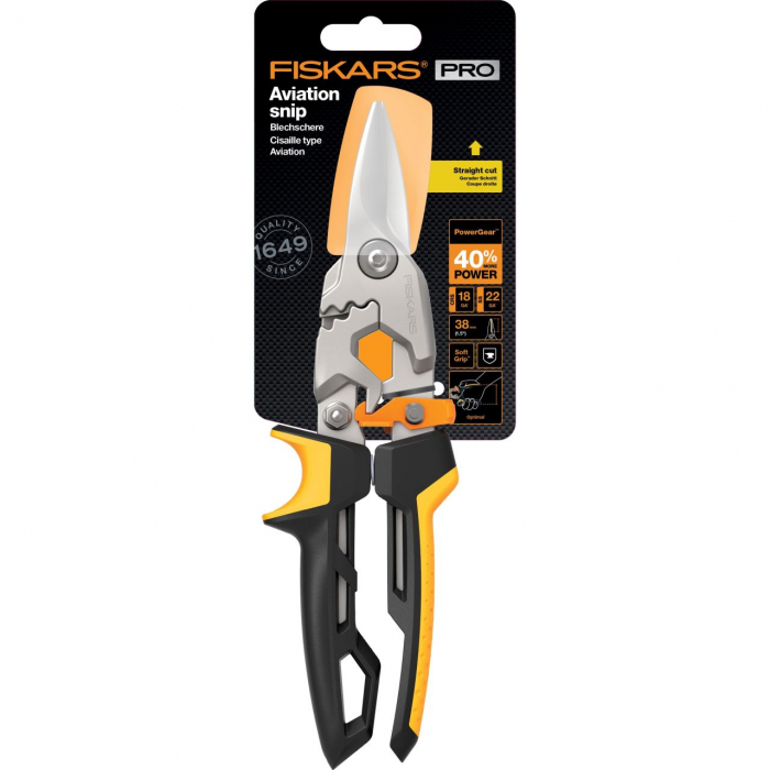 Foarfeca pentru tabla Fiskars PowerGear, taietura dreapta [5]