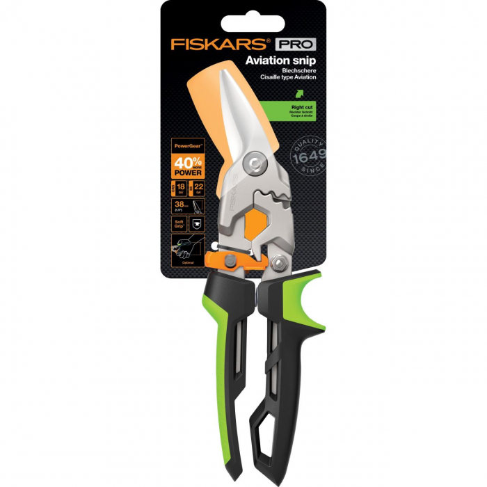 Foarfeca pentru tabla Fiskars PowerGear, taietura pe dreapta [6]