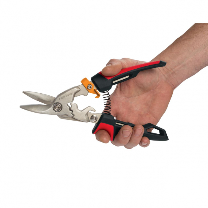 Foarfeca pentru tabla Fiskars PowerGear, taietura pe stanga [4]