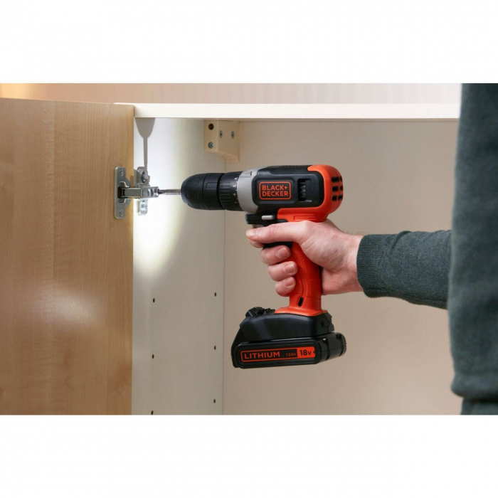 Masina de gaurit si insurubat Black&Decker, BCD001C1, acumulator LI-ION 1.5Ah 18V, cutie de transport [5]