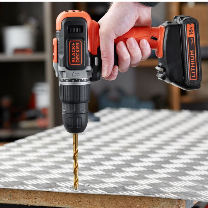 Masina de gaurit si insurubat Black&Decker, BCD003C1, acumulator LI-ION 1.5Ah 18V, cutie pentru transport [5]