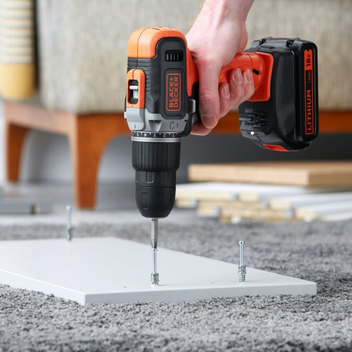 Masina de gaurit si insurubat Black&Decker, BCD003C1, acumulator LI-ION 1.5Ah 18V, cutie pentru transport [3]