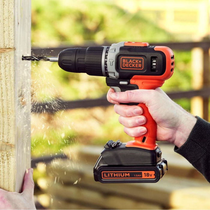 Masina de gaurit si insurubat Black&Decker, BCD003C1, acumulator LI-ION 1.5Ah 18V, cutie pentru transport [4]