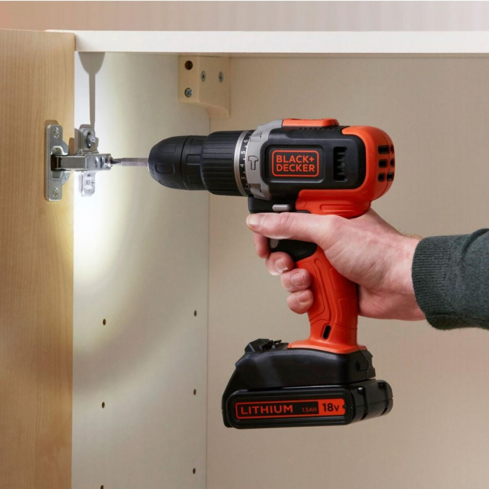 Masina de gaurit si insurubat Black&Decker, BCD003C1, acumulator LI-ION 1.5Ah 18V, cutie pentru transport [7]