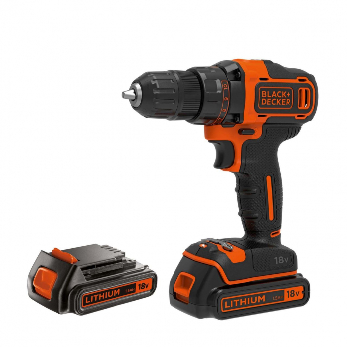 Masina de gaurit si insurubat Black&Decker, BDCDD186KB, 2 acumulatori LI-ION 1.5Ah 18V, cutie pentru transport [4]