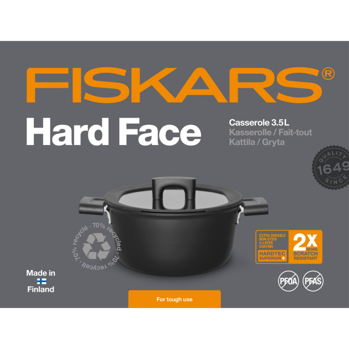 Oala cu capac Fiskars Hard Face, Ø 22 cm,  3.5 L [3]