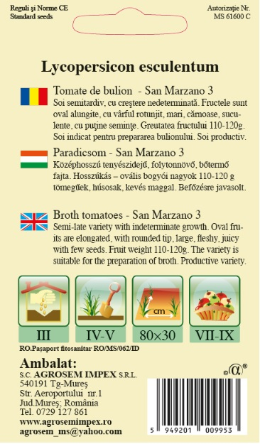 San Marzano 3, tomate prunisoara, Agrosem [2]
