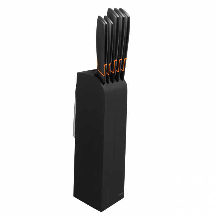 Set 5 cutite + suport Fiskars Edge, otel inoxidabil, negru [4]