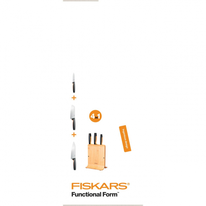 Suport din bambus pentru 3 cutite Fiskars Functional Form [3]