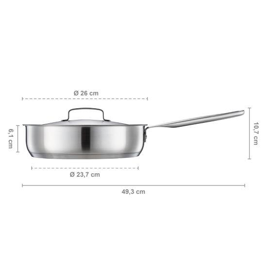 Tigaie cu capac, din otel inoxidabil, antiaderenta, Fiskars All Steel, Ø 26 cm [2]