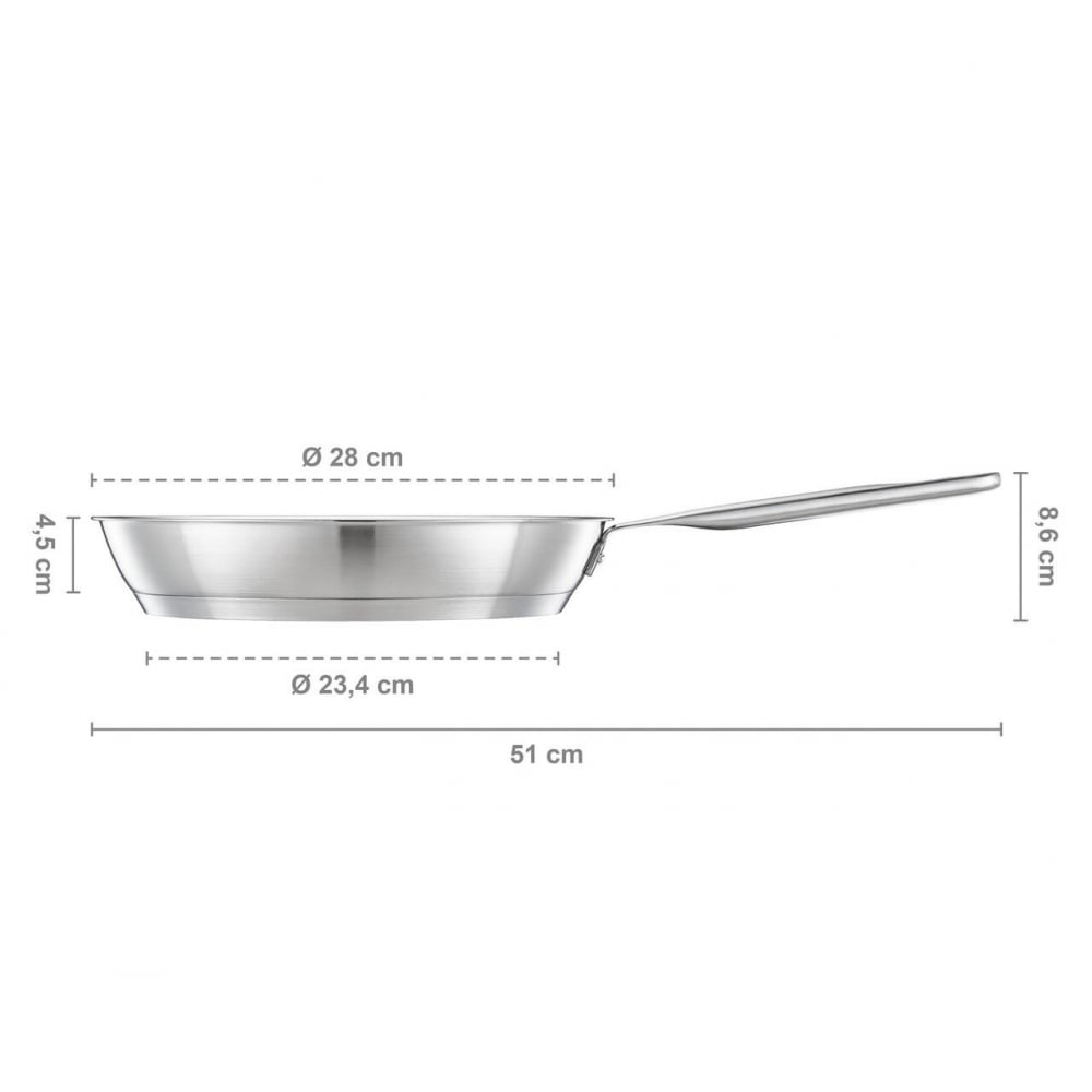 Tigaie din otel inoxidabil, fara acoperire antiaderenta, Fiskars All Steel Pure, Ø 28 cm [4]