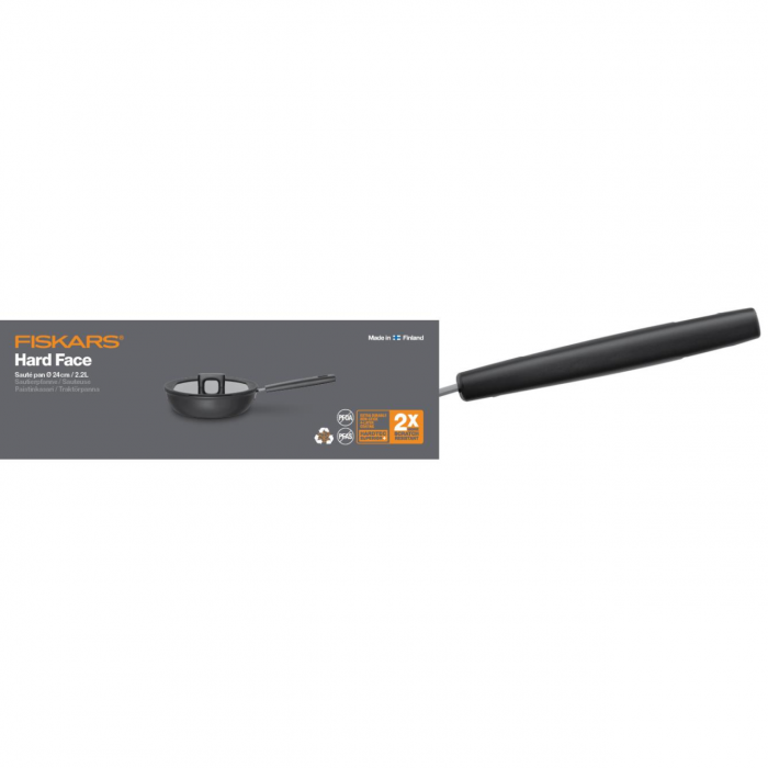 Tigaie pentru sote cu capac Fiskars Hard Face, 24 cm, 2.2 L [6]