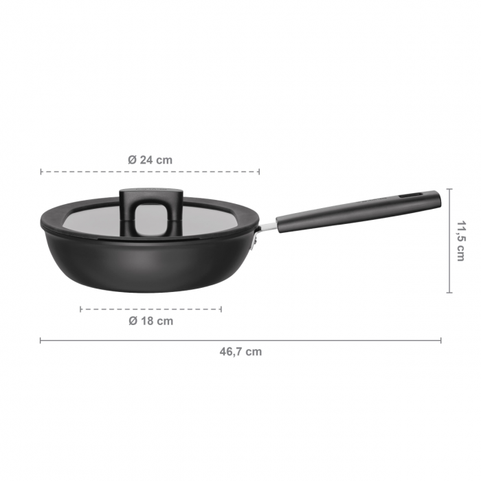 Tigaie pentru sote cu capac Fiskars Hard Face, 24 cm, 2.2 L [3]