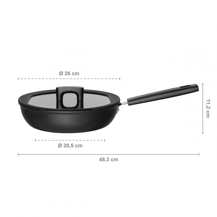 Tigaie pentru sote cu capac Fiskars Hard Face, 26 cm, 2.8 L [2]