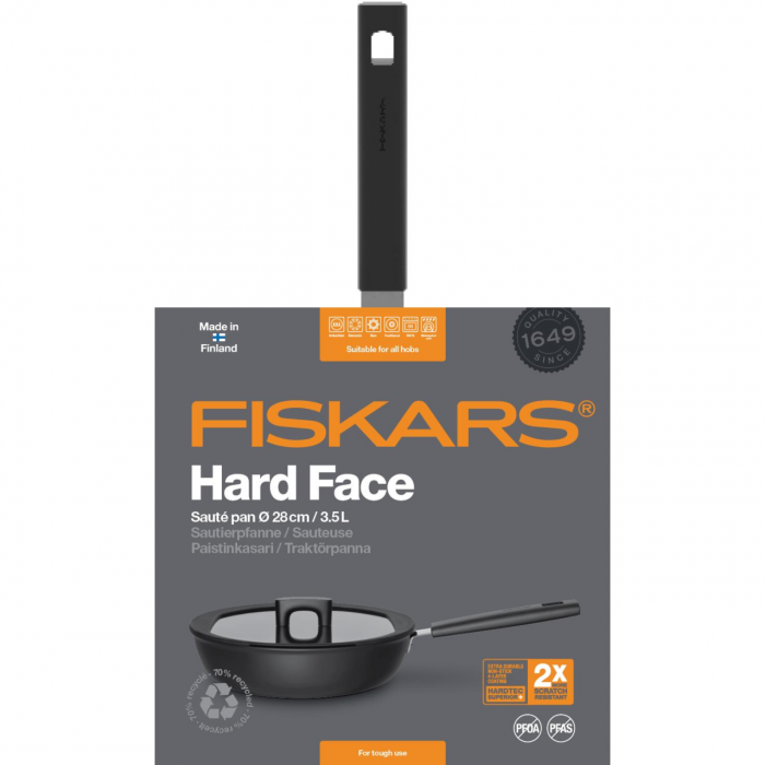 Tigaie pentru sote cu capac Fiskars Hard Face, 28 cm, 3.5 L [6]