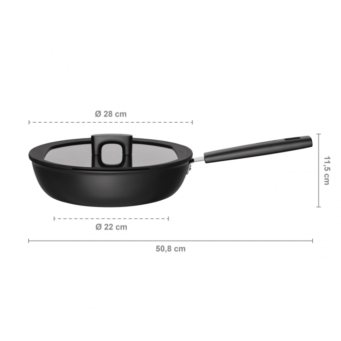 Tigaie pentru sote cu capac Fiskars Hard Face, 28 cm, 3.5 L [2]